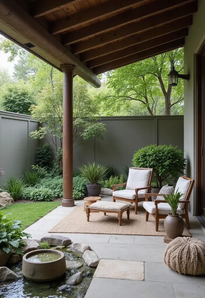 28 Backyard Covered Patio Ideas for All Seasons - 9. Zen Garden Retreat