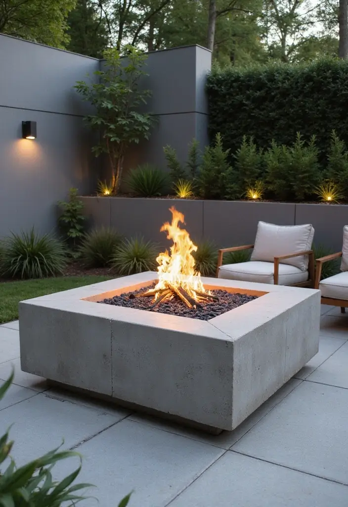28 Backyard Fire Pit Ideas for Cozy Evenings Outside - 18. Concrete Block Fire Pit