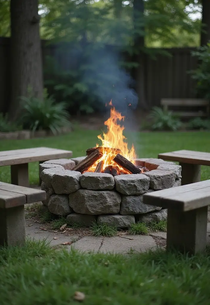 28 Backyard Fire Pit Ideas for Cozy Evenings Outside - 2. Rustic Stone Fire Pit