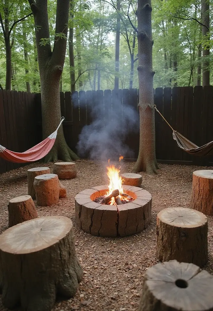 28 Backyard Fire Pit Ideas for Cozy Evenings Outside - 24. Fire Pit with Unique Seating