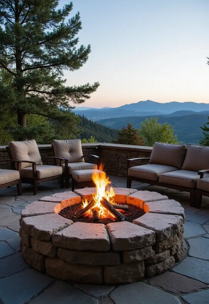 28 Backyard Fire Pit Ideas for Cozy Evenings Outside - 28. Elevated Fire Pit with Views