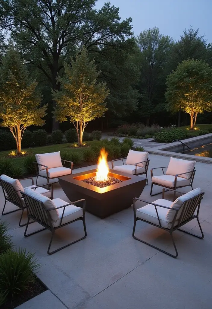 28 Backyard Fire Pit Ideas for Cozy Evenings Outside - 3. Modern Steel Fire Pit