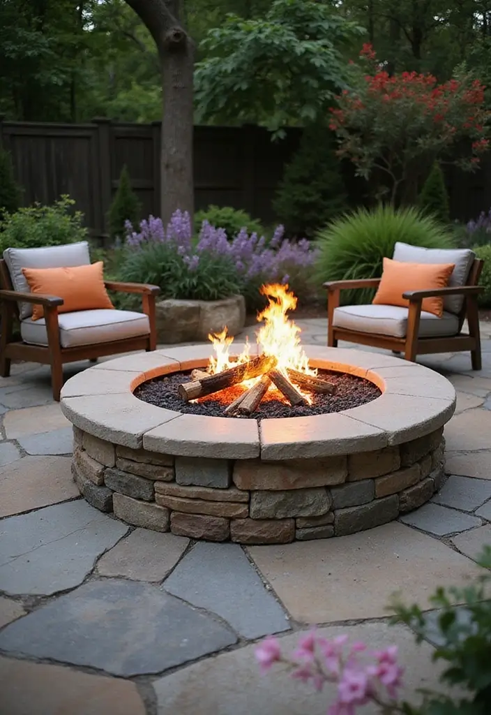 28 Backyard Fire Pit Ideas for Cozy Evenings Outside - 6. Circular Patio Fire Pit