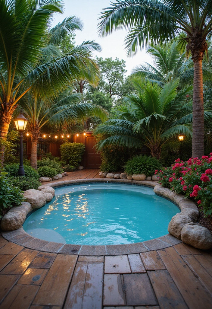 28 Backyard Jacuzzi Setups That Feel Like a Spa Retreat 1 28 Backyard Jacuzzi Setups That Feel Like a Spa Retreat 1. Tropical Paradise