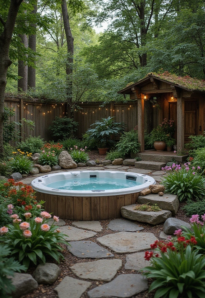 28 Backyard Jacuzzi Setups That Feel Like a Spa Retreat 7 28 Backyard Jacuzzi Setups That Feel Like a Spa Retreat 7. Enchanted Forest