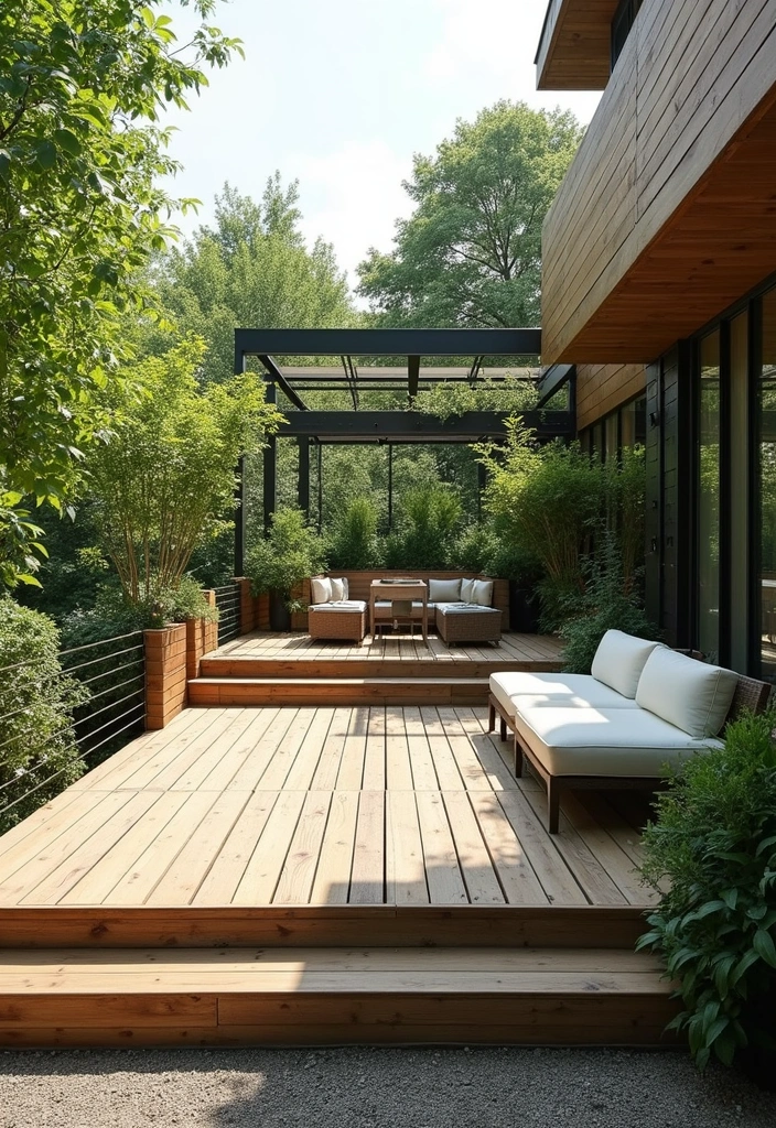 28 Backyard Living Spaces That Feel Like Outdoor Rooms 17. Elevated Decking Lounge