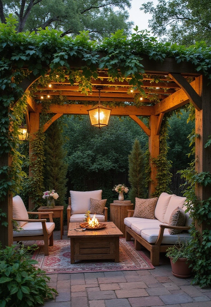 28 Backyard Living Spaces That Feel Like Outdoor Rooms 2. Stylish Pergola Retreat