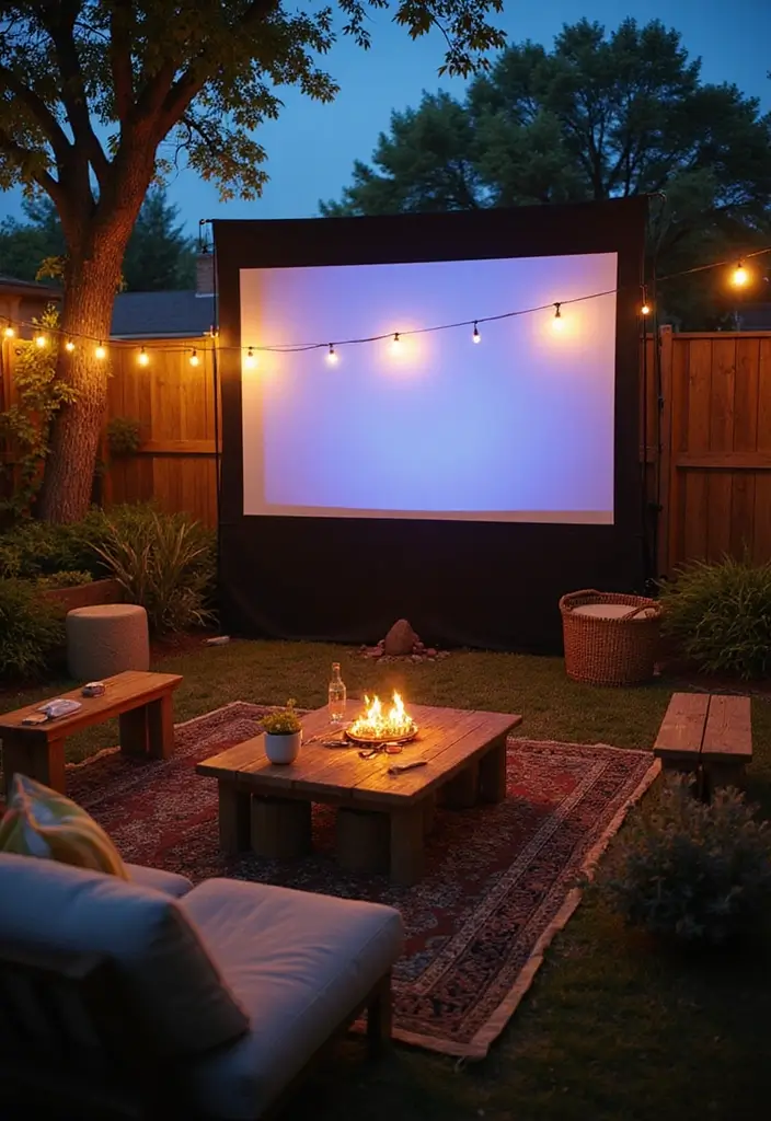 28 Backyard Living Spaces That Feel Like Outdoor Rooms 21. Outdoor Movie Night Setup