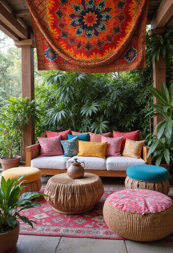 28 Backyard Living Spaces That Feel Like Outdoor Rooms 5. Bohemian Chill Zone