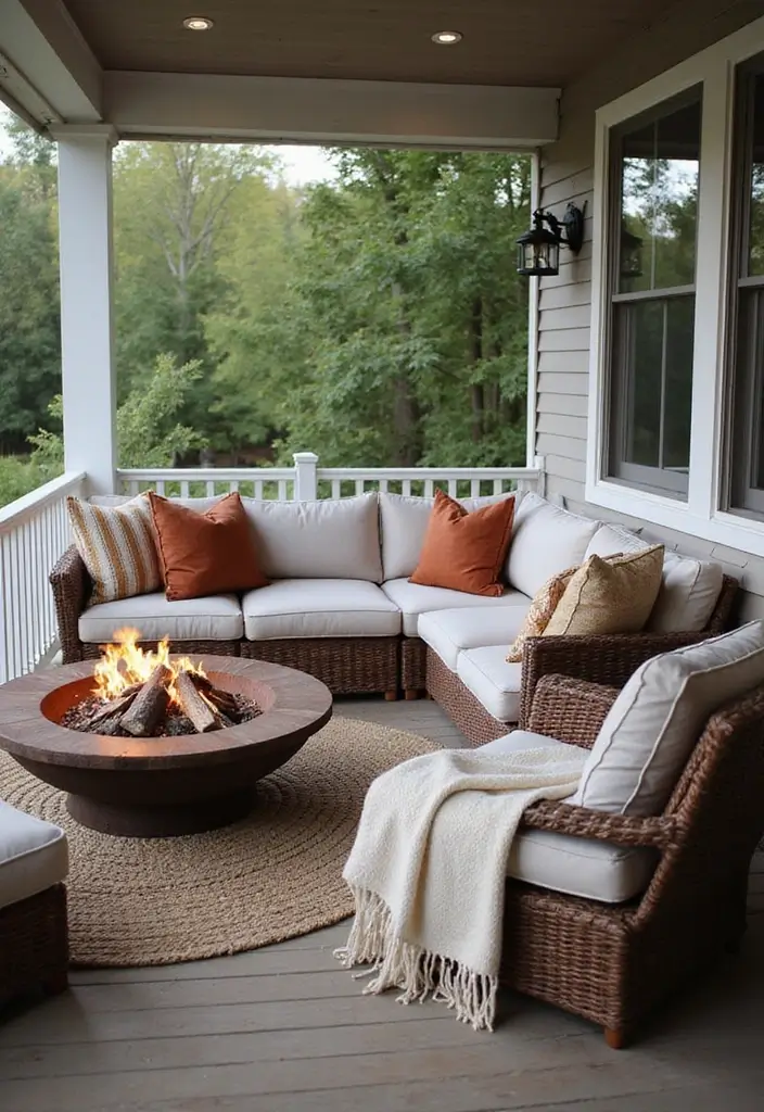 28 Backyard Porch Inspirations for Relaxing Afternoons - 10. Fire Pit Corner