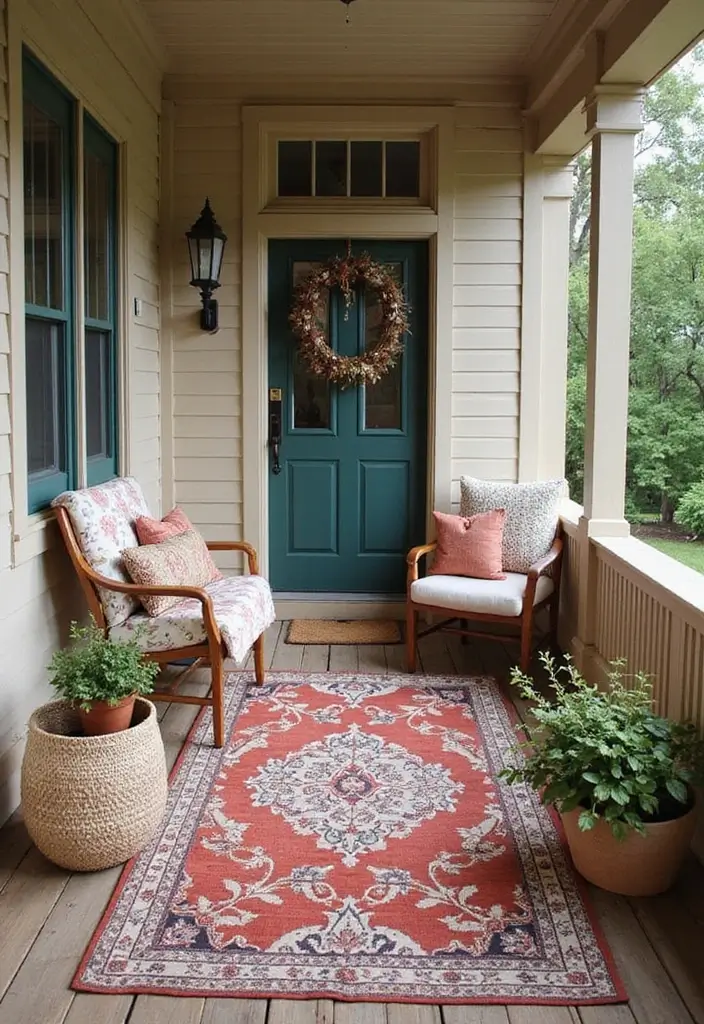 28 Backyard Porch Inspirations for Relaxing Afternoons - 15. Layered Textures