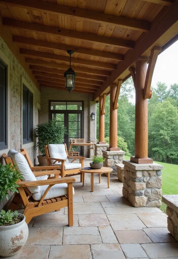 28 Backyard Porch Inspirations for Relaxing Afternoons - 20. Nature-Inspired Decor