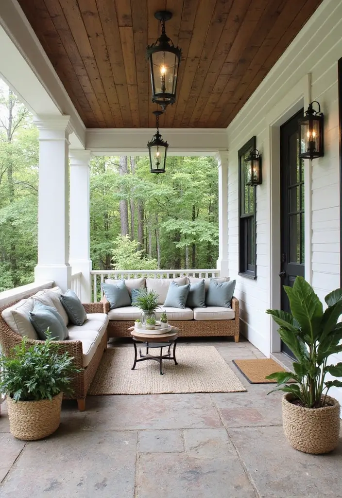 28 Backyard Porch Inspirations for Relaxing Afternoons - 25. Combining Indoor and Outdoor Styles