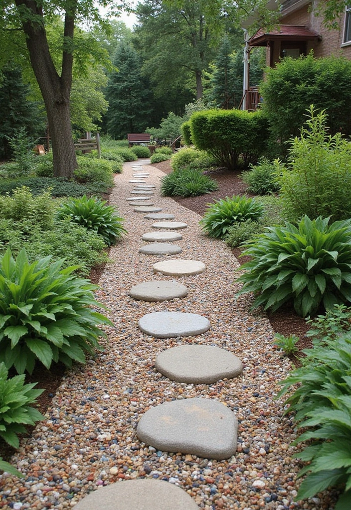 28 Backyard Sidewalk Designs That Elevate Curb Appeal 10 28 Backyard Sidewalk Designs That Elevate Curb Appeal - 10. Colorful Gravel Paths