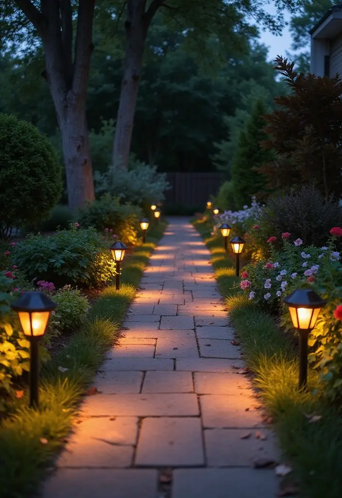28 Backyard Sidewalk Designs That Elevate Curb Appeal 13 28 Backyard Sidewalk Designs That Elevate Curb Appeal - 13. Lighted Pathways
