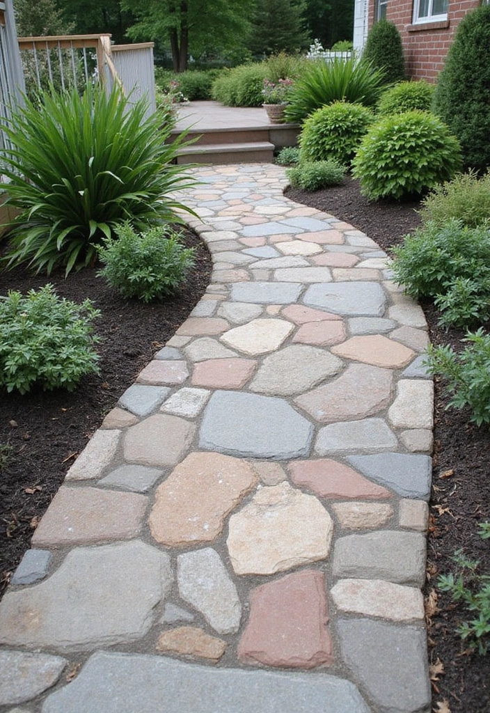 28 Backyard Sidewalk Designs That Elevate Curb Appeal 14 28 Backyard Sidewalk Designs That Elevate Curb Appeal - 14. Artistic Stone Inlays