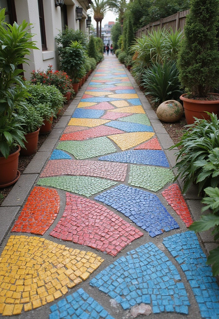 28 Backyard Sidewalk Designs That Elevate Curb Appeal 2 28 Backyard Sidewalk Designs That Elevate Curb Appeal - 2. Colorful Tile Patterns