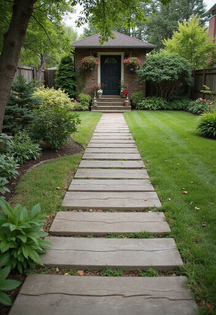 28 Backyard Sidewalk Designs That Elevate Curb Appeal 3 28 Backyard Sidewalk Designs That Elevate Curb Appeal - 3. Wooden Slab Walkways