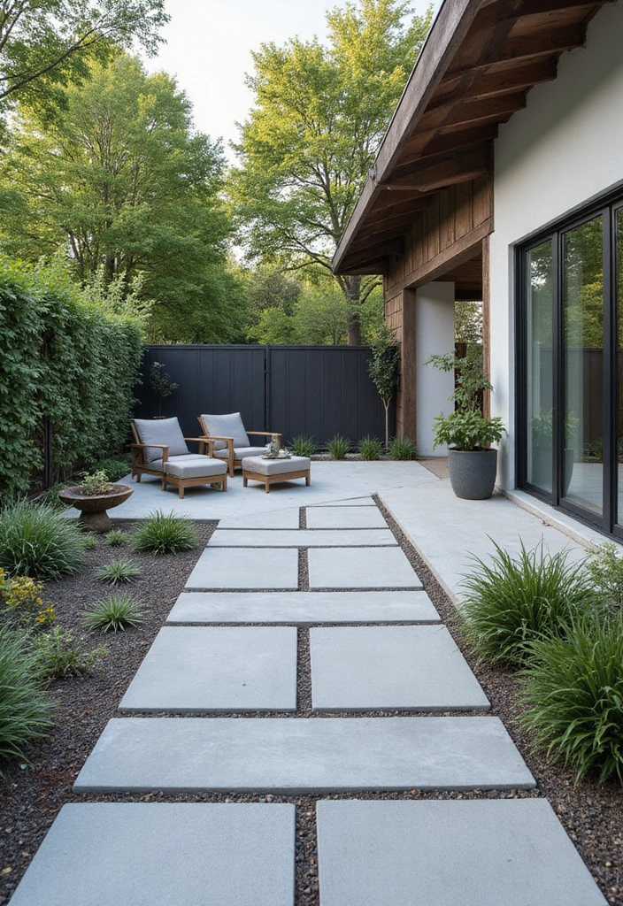 28 Backyard Sidewalk Designs That Elevate Curb Appeal 4 28 Backyard Sidewalk Designs That Elevate Curb Appeal - 4. Modern Concrete Designs