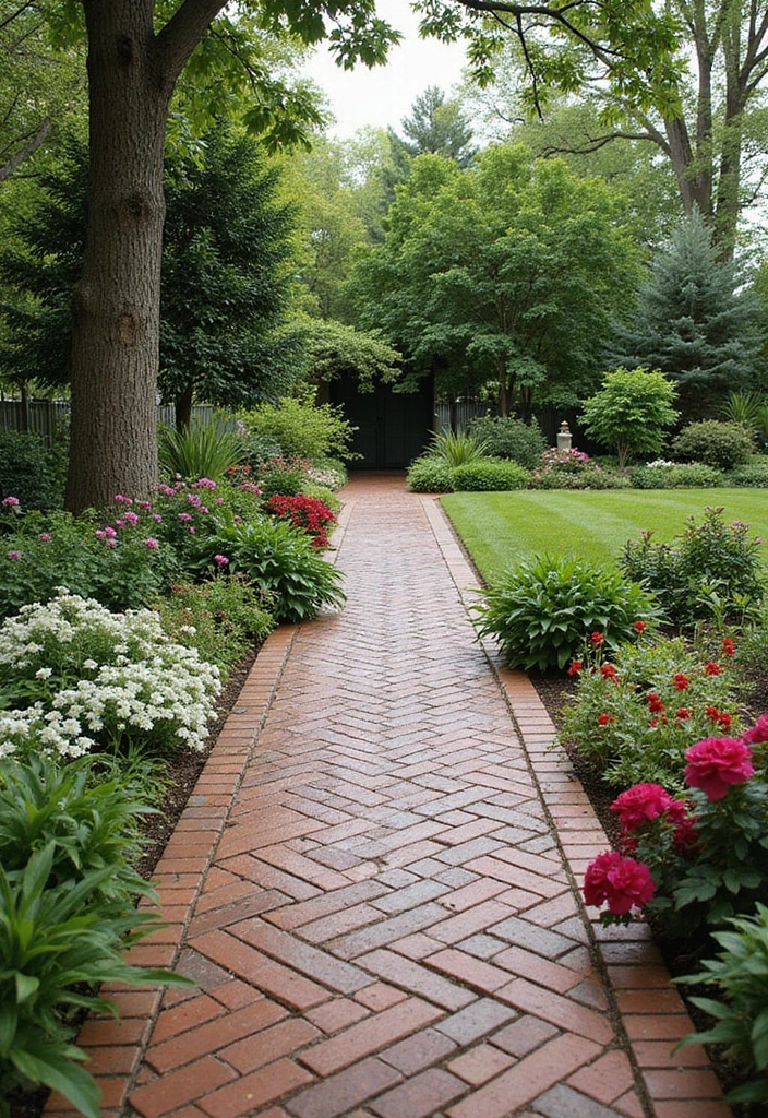 28 Backyard Sidewalk Designs That Elevate Curb Appeal 5 28 Backyard Sidewalk Designs That Elevate Curb Appeal - 5. Brick Herringbone Paths