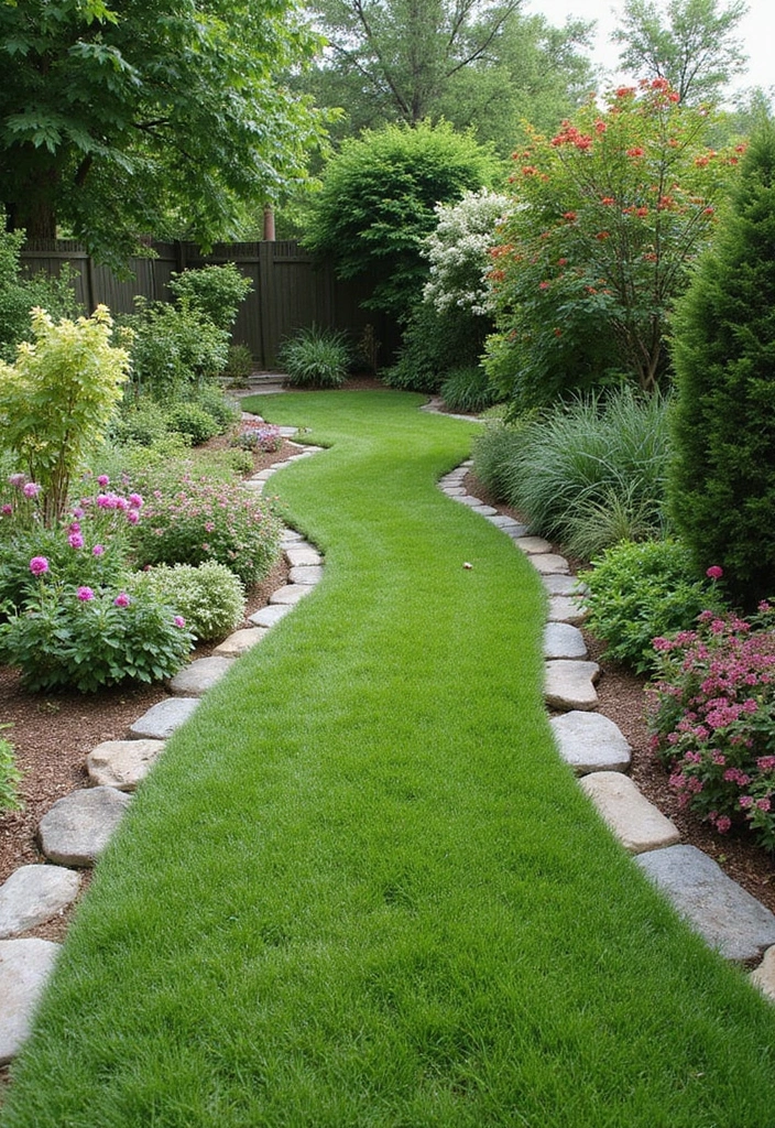 28 Backyard Sidewalk Designs That Elevate Curb Appeal 6 28 Backyard Sidewalk Designs That Elevate Curb Appeal - 6. Grassy Walkways