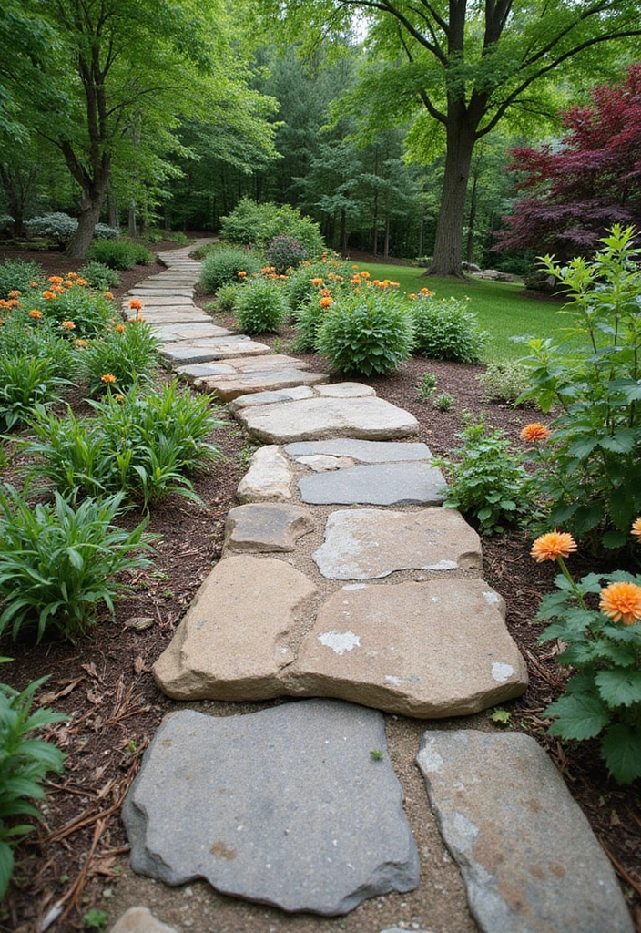 28 Backyard Sidewalk Designs That Elevate Curb Appeal 7 28 Backyard Sidewalk Designs That Elevate Curb Appeal - 7. Natural Stone Pathways