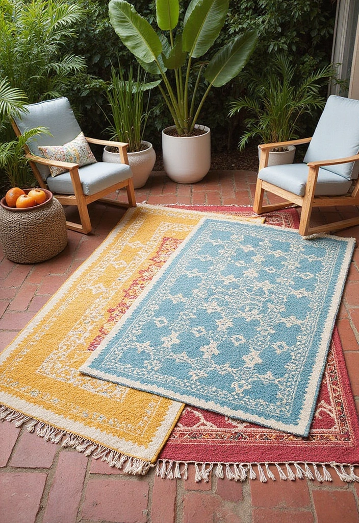 28 Boho Backyard Inspirations Full of Color and Life 2 28 Boho Backyard Inspirations Full of Color and Life 2. Colorful Outdoor Rugs