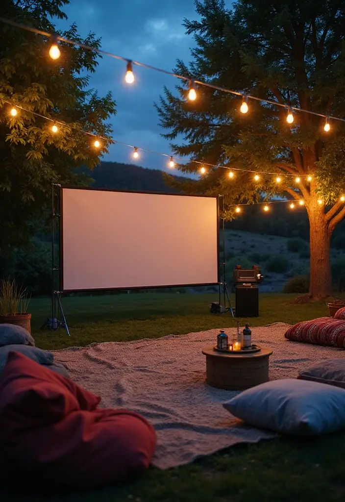 28 Cool Backyard Ideas That Impress Guests Instantly - 5. Outdoor Movie Night Setup