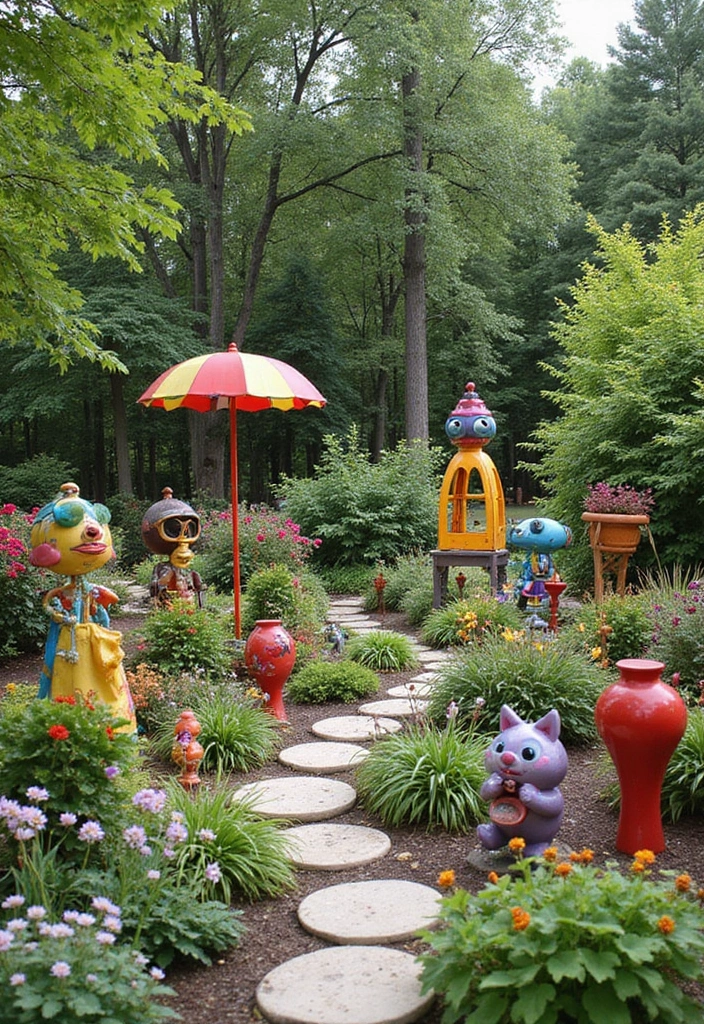 28 Cool Backyard Ideas That Impress Guests Instantly - 9. Garden Art Installations