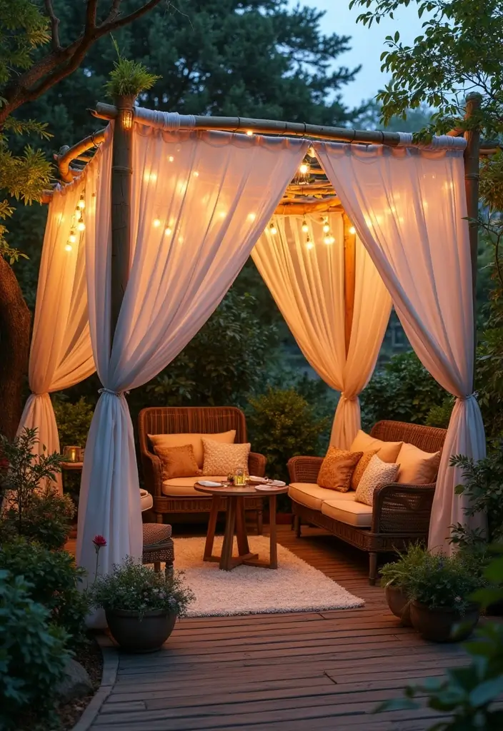 29 Aesthetic Backyard Designs Perfect for Pinterest Boards - 2. Dreamy Outdoor Canopy
