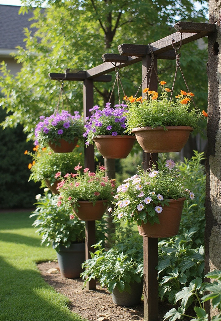 29 Aesthetic Backyard Designs Perfect for Pinterest Boards - 22. Hanging Garden Planters