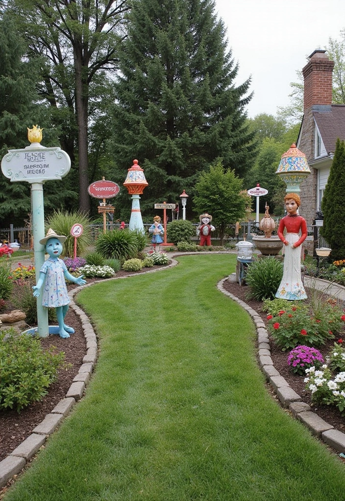 29 Aesthetic Backyard Designs Perfect for Pinterest Boards - 8. Whimsical Outdoor Art
