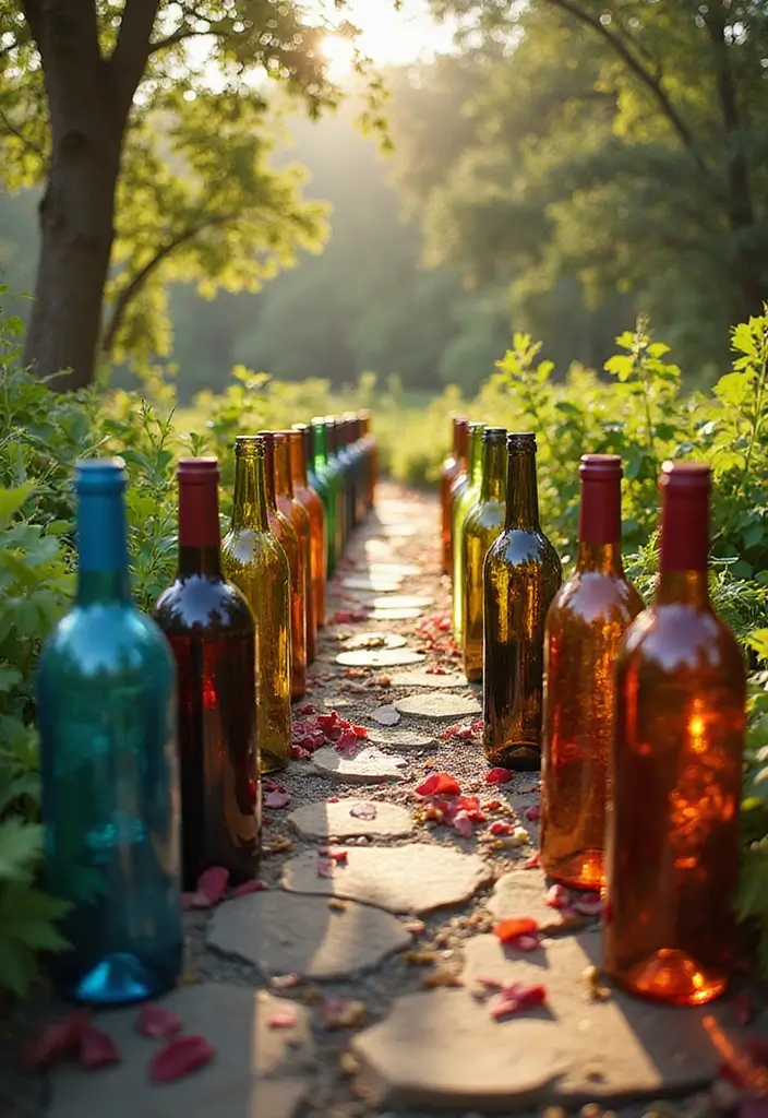 29 Backyard DIY Ideas That Save Money and Look Amazing - 3. Wine Bottle Edging