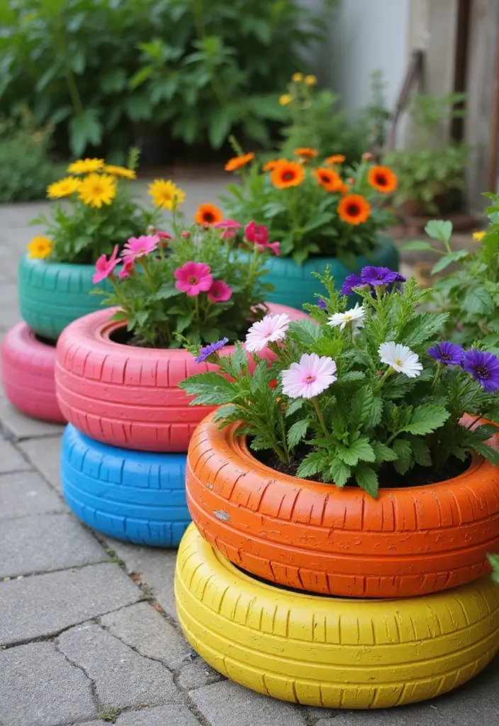 29 Backyard DIY Ideas That Save Money and Look Amazing - 4. Repurposed Tire Planters