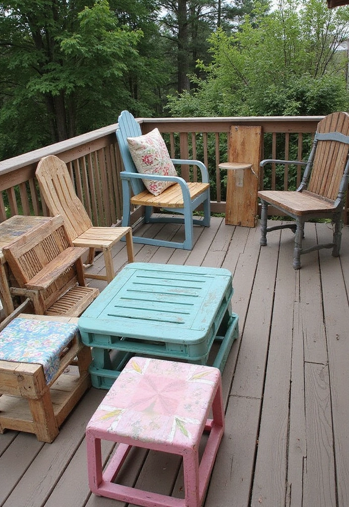 29 Backyard Deck Ideas That Extend Outdoor Living - 13. Upcycled Furniture