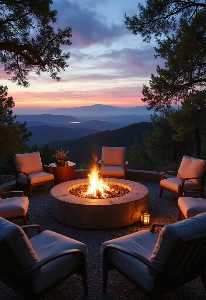 29 Backyard Firepit Area Inspirations That Glow at Night - 21. Firepit with Views