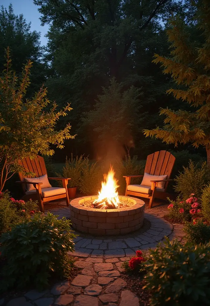 29 Backyard Firepit Area Inspirations That Glow at Night - 3. Garden Oasis Firepit