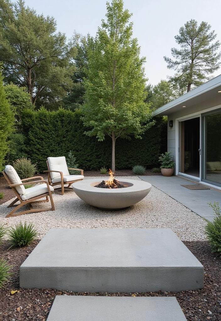 29 Backyard Firepit Area Inspirations That Glow at Night - 7. Simple Concrete Firepit