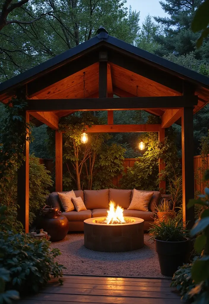 29 Backyard Firepit Area Inspirations That Glow at Night - 8. Enclosed Firepit Nook