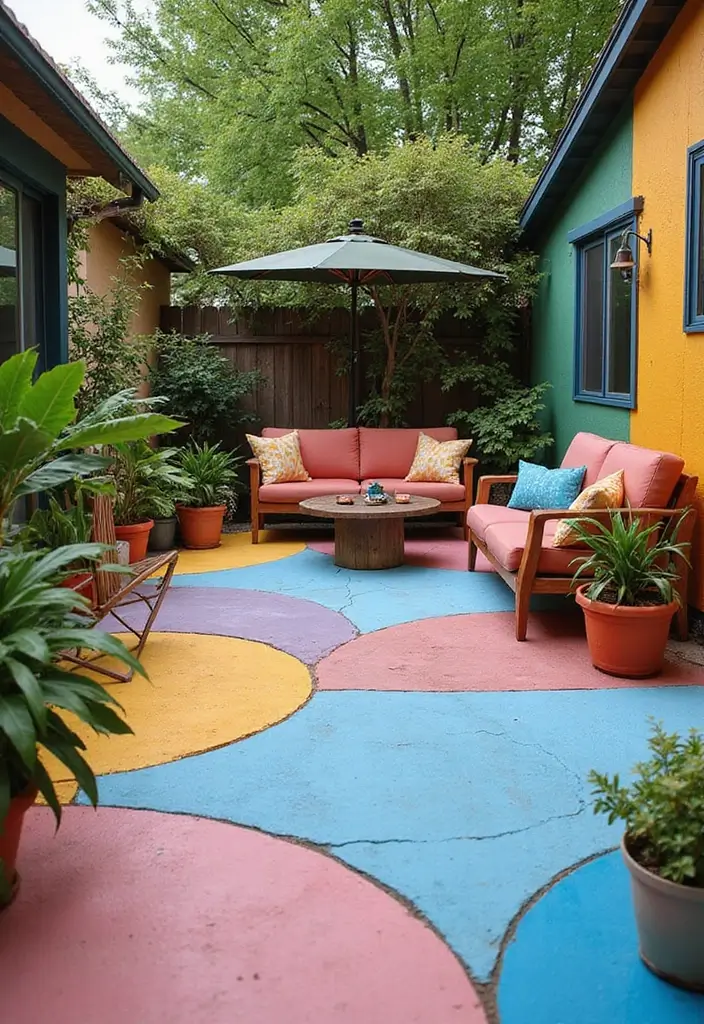 29 Backyard Flooring Inspirations That Elevate Outdoor Design 21 29 Backyard Flooring Inspirations That Elevate Outdoor Design - 21. Painted Concrete