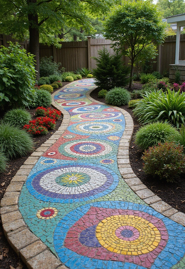 29 Backyard Remodel Inspirations With Stunning Before & After 18 29 Backyard Remodel Inspirations With Stunning Before After 18. Artistic Mosaic Path
