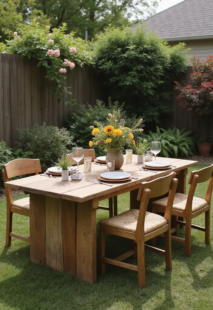 29 Backyard Remodel Inspirations With Stunning Before & After 26 29 Backyard Remodel Inspirations With Stunning Before After 26. Rustic Outdoor Table