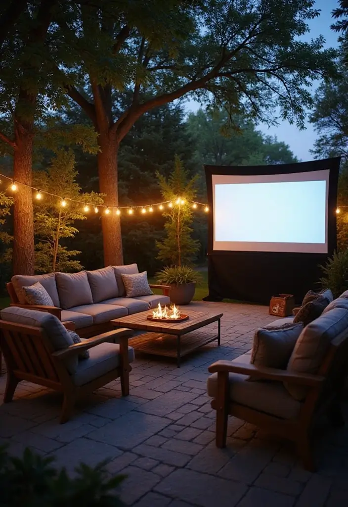 29 Paved Backyard Ideas That Upgrade Outdoor Living 28 29 Paved Backyard Ideas That Upgrade Outdoor Living 28. Outdoor Movie Night Setup