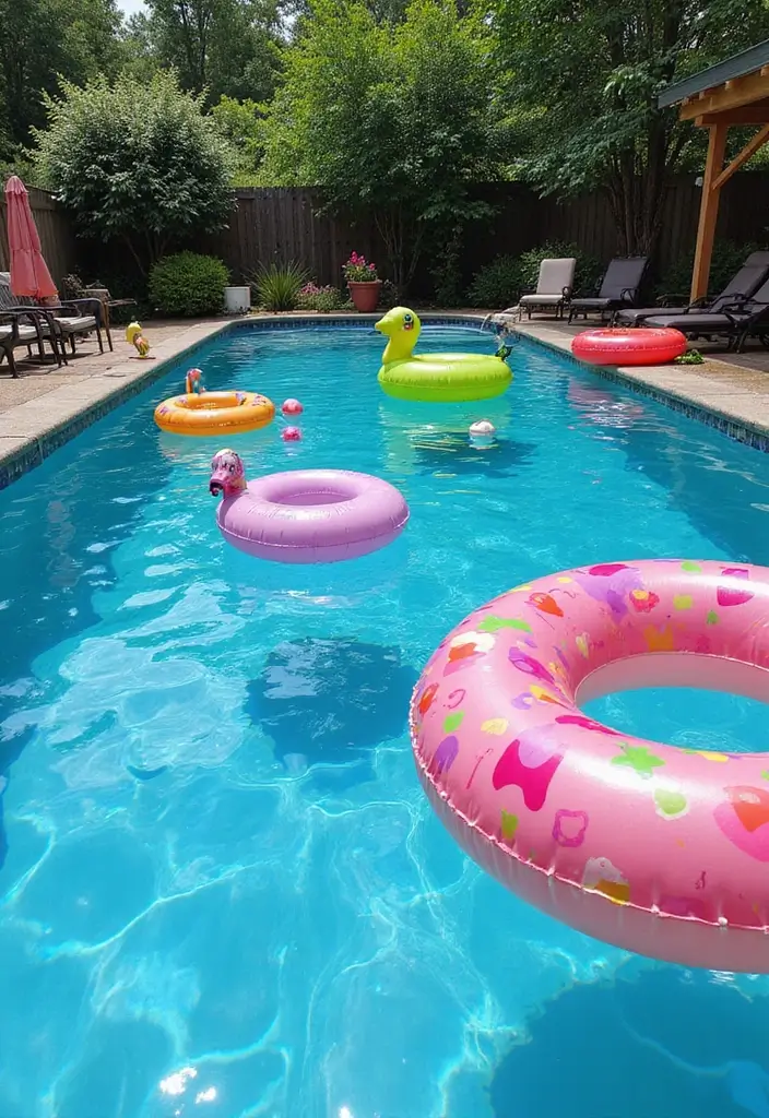 29 Pool Backyard Inspirations That Feel Like a Paradise 16 29 Pool Backyard Inspirations That Feel Like a Paradise 16. Colorful Pool Floats