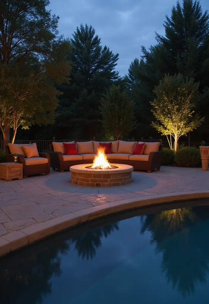 29 Pool Backyard Inspirations That Feel Like a Paradise 3 29 Pool Backyard Inspirations That Feel Like a Paradise 3. Cozy Fire Pit Area