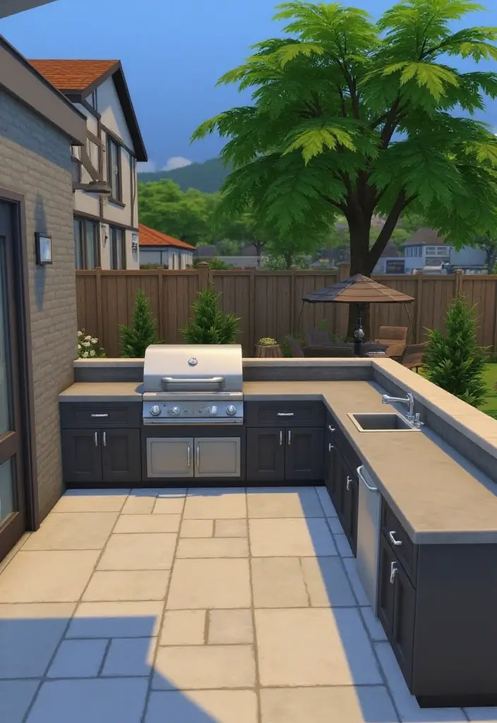 29 Sims 4 Backyard Ideas That Are Creative and Playful 7. Outdoor Kitchen Setup