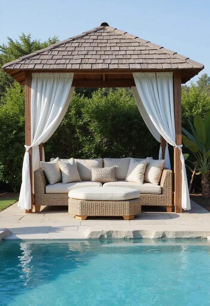 30 Backyard Above Ground Pool Ideas That Look High-End 10 30 Backyard Above Ground Pool Ideas That Look High End 10. Poolside Cabana