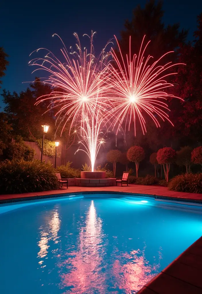 30 Backyard Above Ground Pool Ideas That Look High-End 21 30 Backyard Above Ground Pool Ideas That Look High End 21. Poolside Fireworks