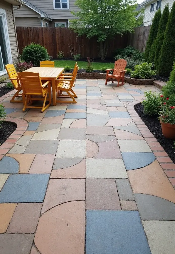 30 Backyard Cement Patio Designs That Feel Modern - 1. Geometric Patterns