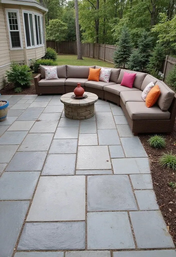 30 Backyard Cement Patio Designs That Feel Modern - 16. Customized Seating
